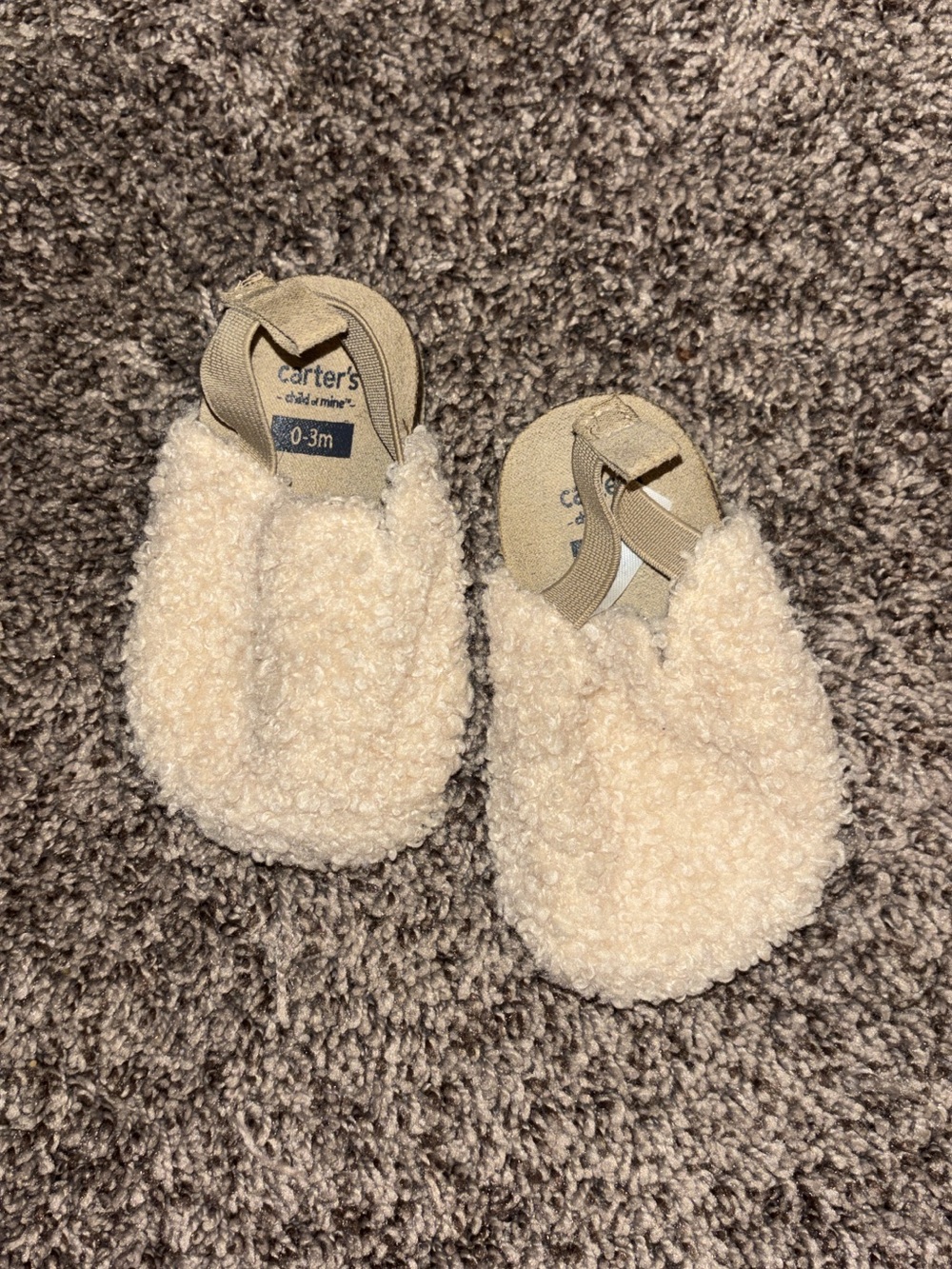 Carter's Plush Cream Sherpa Infant Slippers
